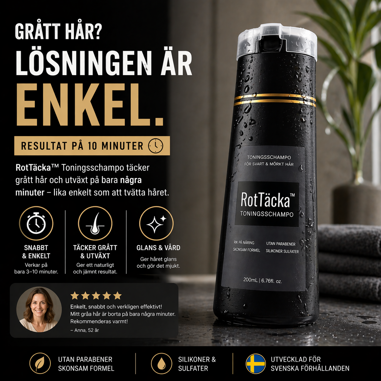 RotTäcka™ | Färgschampo helt fritt från ammoniak, väteperoxid och PPD