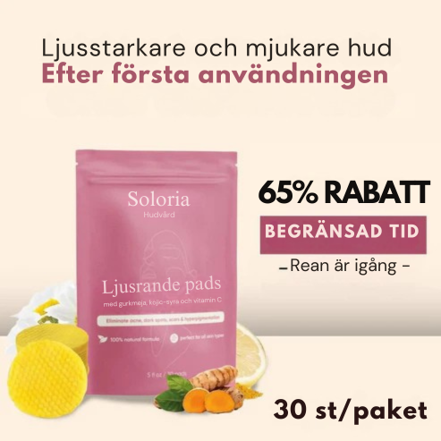 Soloria - Ljusande pads med gurkmeja och kojinsyra