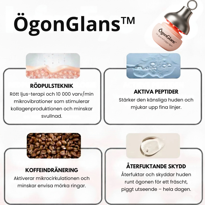 ÖgonGlans™ | Infraröd ögonvård för svullna ögon och mörka ringar