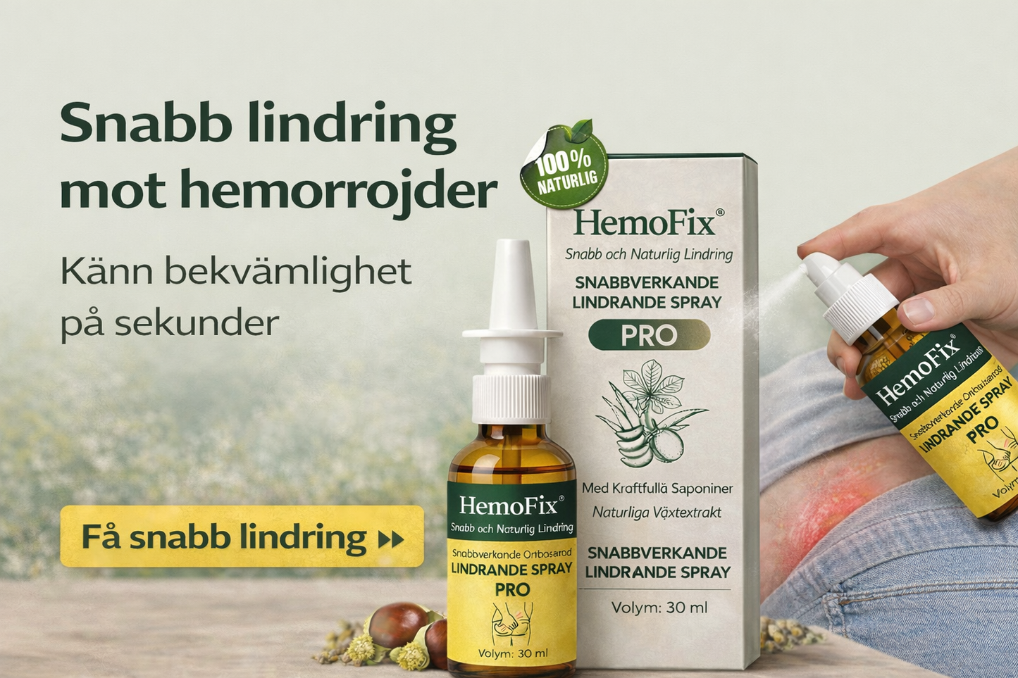 HemoFix | Snabbverkande örtbaserad spray för lindring av hemorrojder