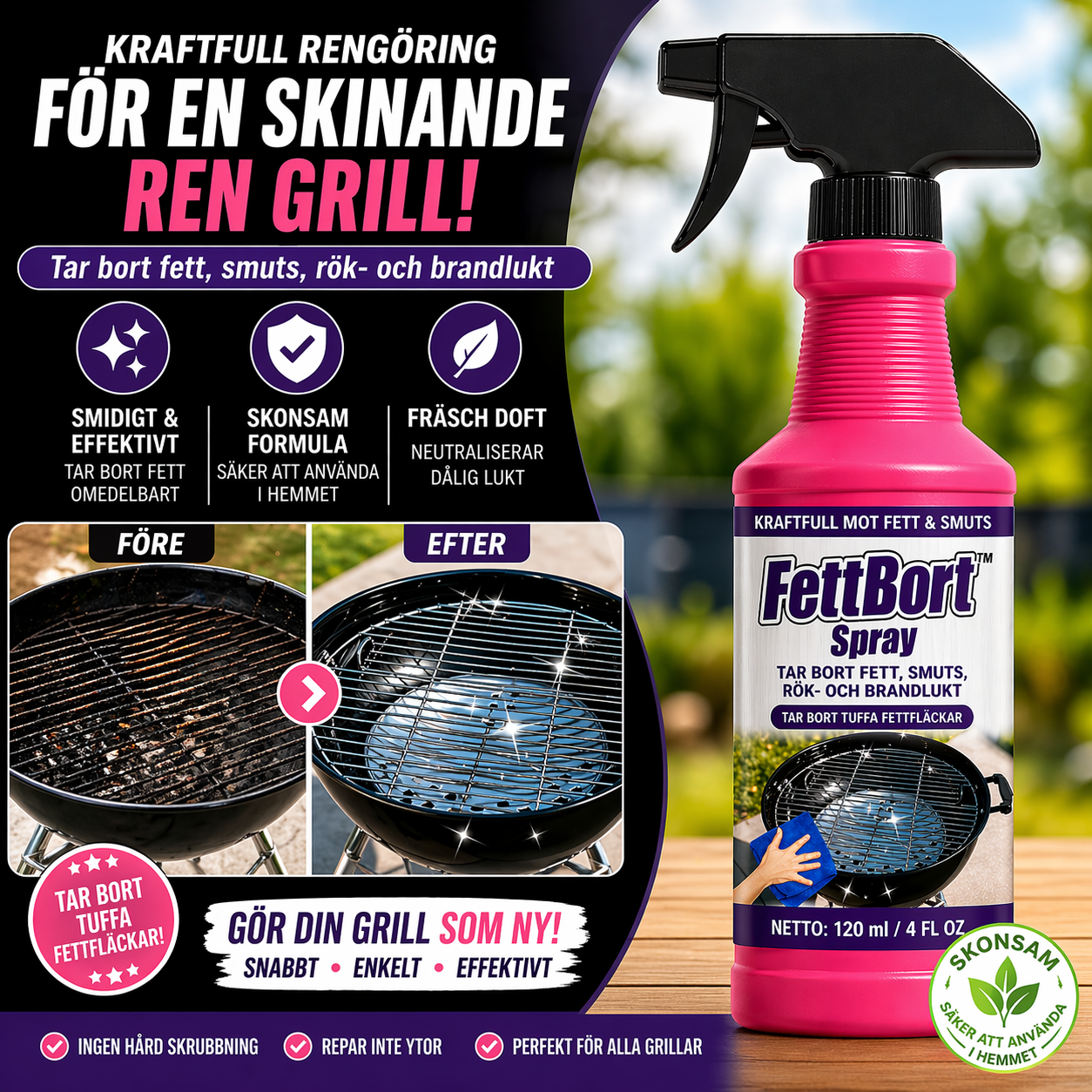 FettBort™ Spray | Tar bort fett, smuts, rök- och brandlukt