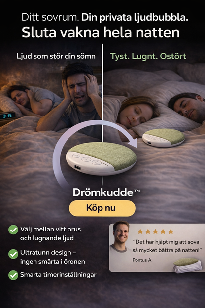 Drömkudde™ | Få ljudet precis under huvudet – utan obehag
